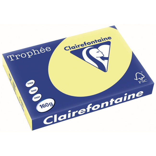 Clairefontaine - Trophée tel, farbiges Papier, A3, 160 g, 250 Blatt, zitronengelb