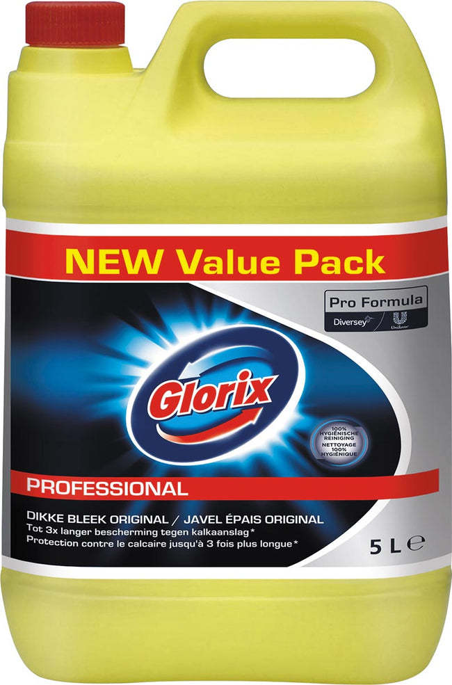 Glorix - Pro Formula toiletreiniger dikke bleek Original met chloor, fles van 5 l