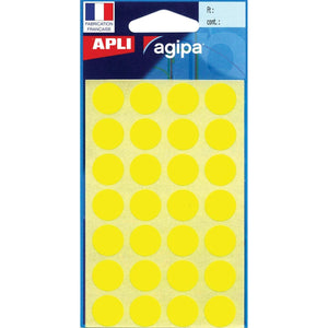 Agipa -   ronde etiketten in etui diameter 15 mm, geel, 168 stuks, 28 per blad