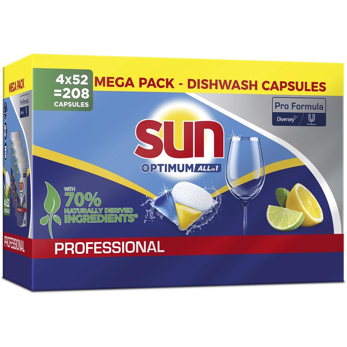 Sun -  Pro Formula Optimum all vaatwastabletten, doos van 4 x 52 stuks