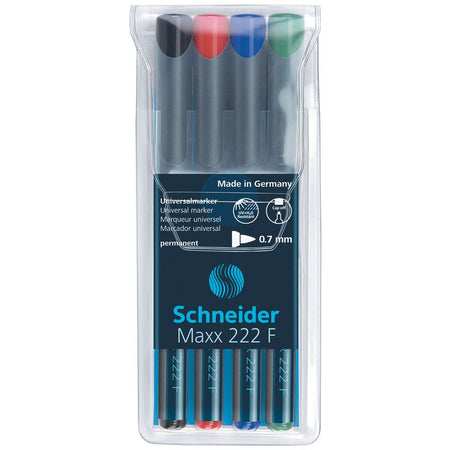 Schneider - marqueur permanent Maxx 222, étui de 4 pièces couleurs assorties
