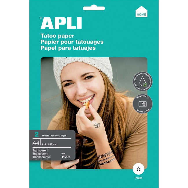 APLI - Tattoo Transferpapier, Pack mit 2 Blättern