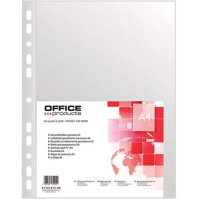 OFFICE-Produkte - Perforierte Präsentationstasche, A4, 40 Mikron, genarbt, Packung à 100 Stück