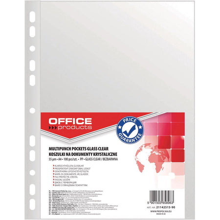 OFFICE products -   geperforeerde showtas, A4, 55 micron, glashelder, pak van 100 stuks