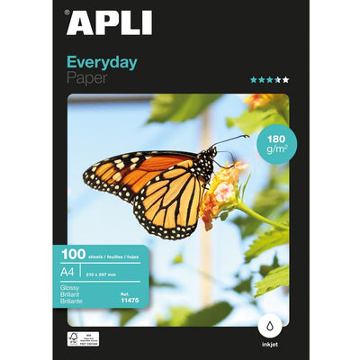 Apli - Papier photo Everyday ft A4, 180 g, paquet de 100 feuilles