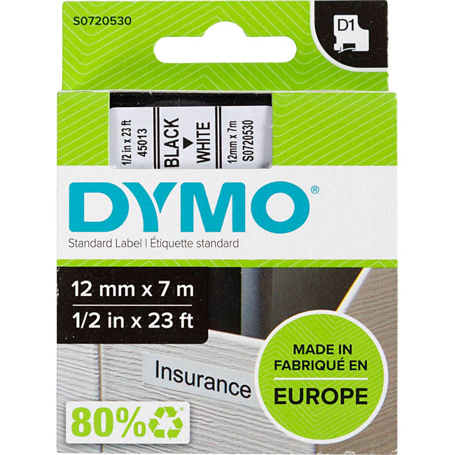 Dymo - Labele LabelManager D1 polyester 12mmx7m noir sur blanc