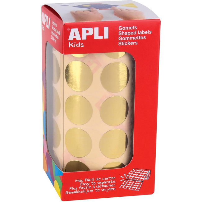 Apli -  Kids stickers op rol, cirkel diameter 20 mm, 1770 stuks, metallic goud