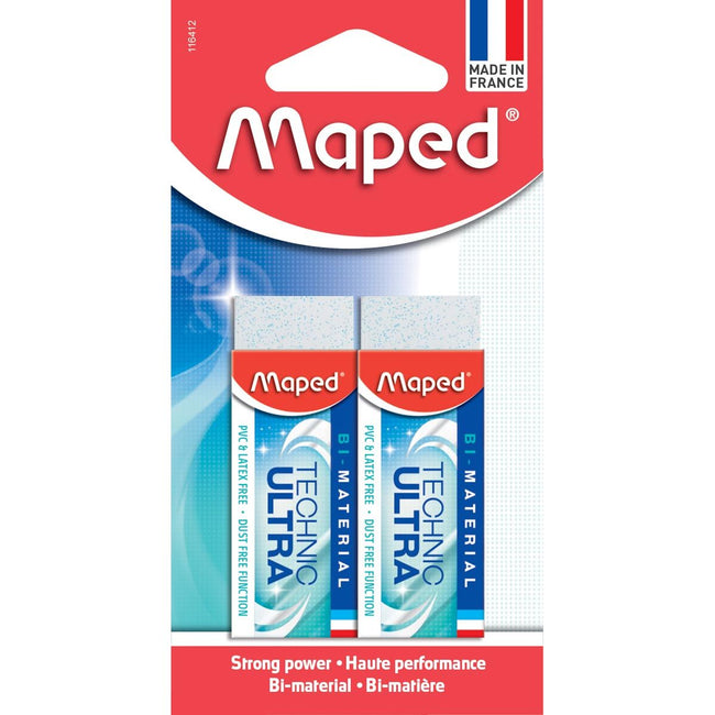 Maped - gomme Technic Ultra Classic, blister de 2 pièces