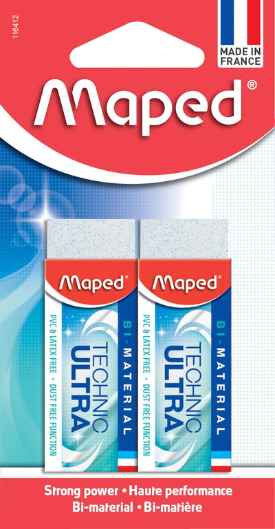 Maped - gomme Technic Ultra Classic, blister de 2 pièces