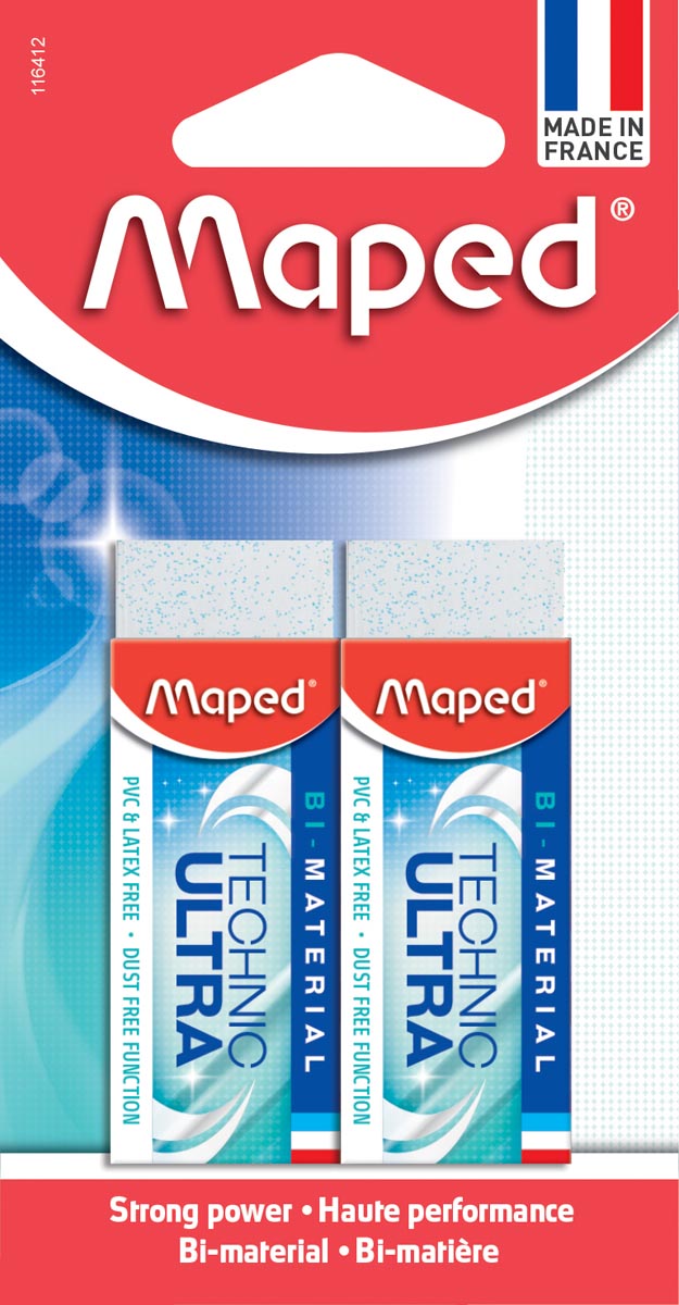 Maped - gomme Technic Ultra Classic, blister de 2 pièces