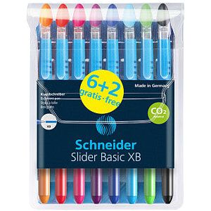 Schneider - Balpen slider basic xb 6+2 assorti | 10 stuks