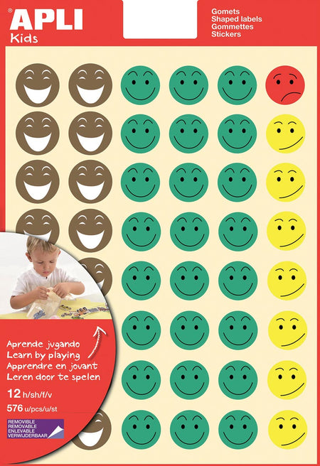 Apli -  Kids beloningsstickers Happy Smile, blister met 576 stickers