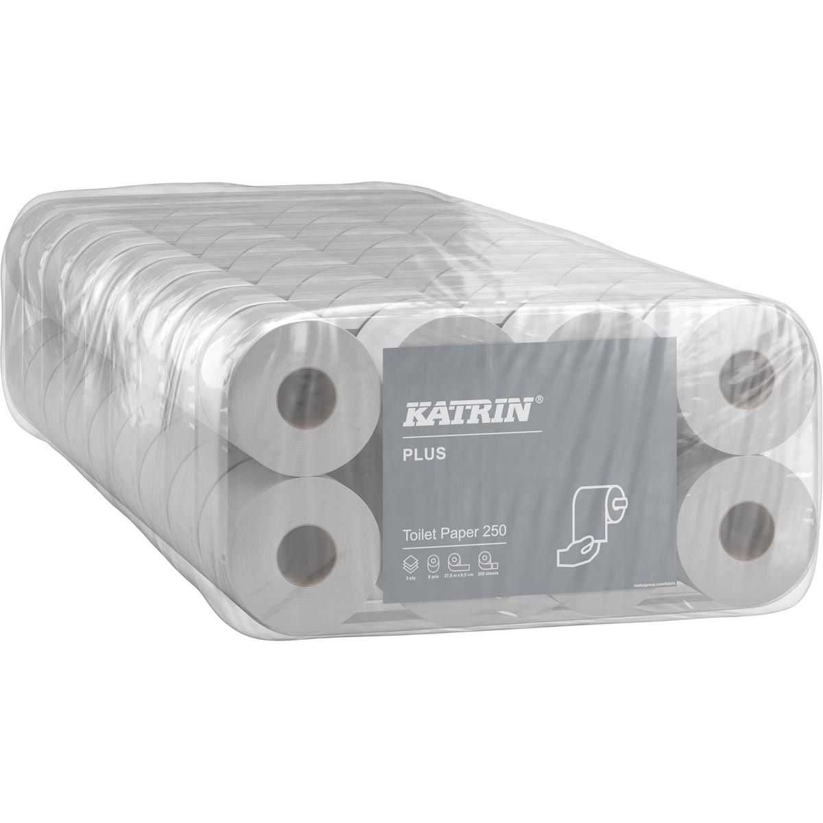 Katrin - plus Toilettenpapier weich, 3 -Layer, 250 Blätter pro Rolle, Packung mit 8 Rollen