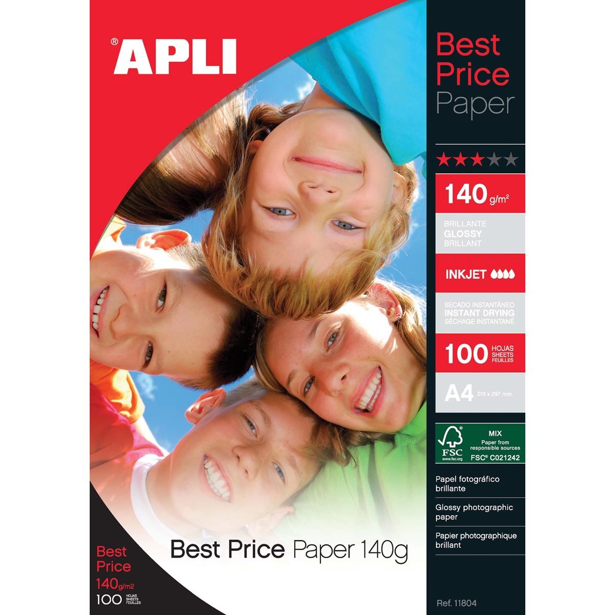 Apli - papier photo Meilleur Prix ft A4, 140 g, paquet de 100 feuilles
