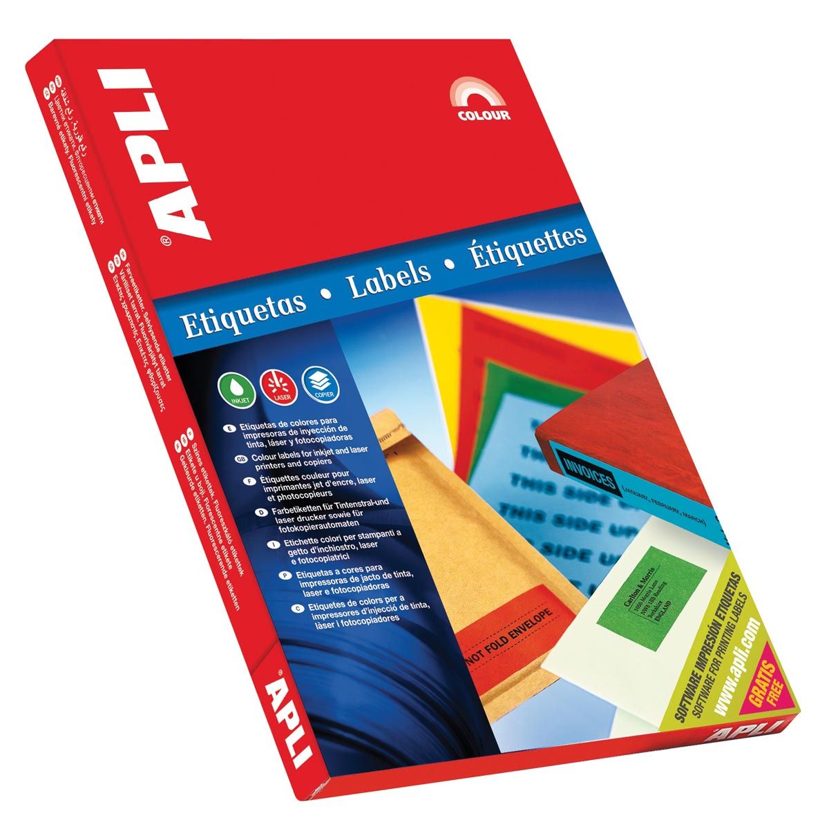 Apli -  Gekleurde etiketten ft 70 x 37 mm (b x h), blauw, 2.400 stuks, 24 per blad
