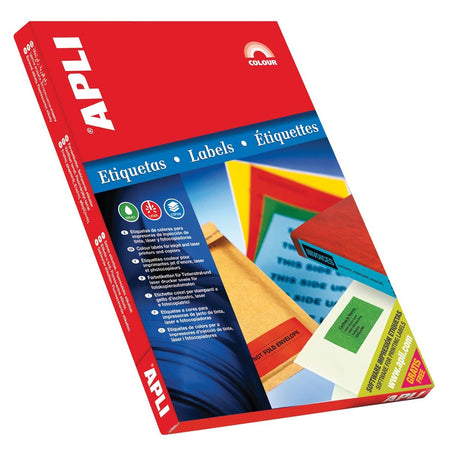 Apli - Étiquettes colorées pi 70 x 37 mm (l x h), rouge, 2 400 pièces, 24 par feuille