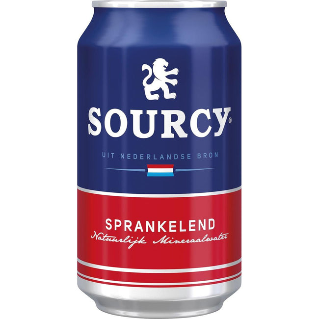 Sourcy - eau minérale, légèrement étincelante, boîte de 33 cl, paquet de 24 pièces, rouge