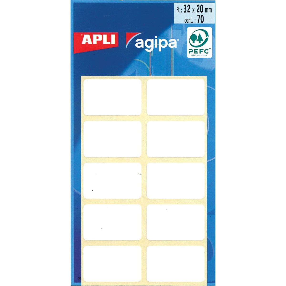 Agipa - Étiquettes blanches Agipa en étui pi 20 x 32 mm (l x h), 70 pièces, 10 par feuille