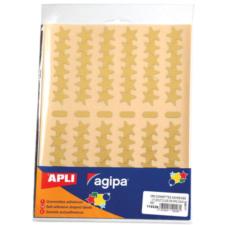 Agipa - autocollants métalliques, blister de 288 pièces, or et argent, étoile 20 mm