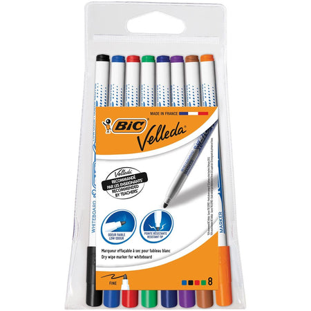 Velleda - Marqueur pour tableau blanc 1721 rond fin assorti blister de 8 pièces
