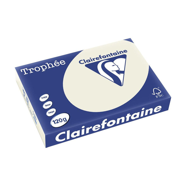 Clairefontaine - Trophée Tel, papier coloré, A4, 120 g, 250 feuilles, gris perlé