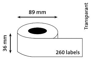 Dymo - Etiketten Etikettenschreiber ft 89 x 36 mm, transparent, 260 Etiketten