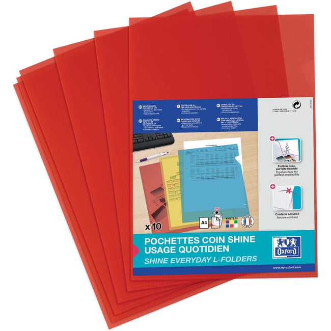 Oxford - Oxford Shine l-Folder, paquet de 10 pièces, rouge