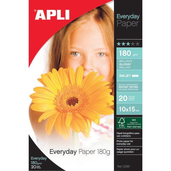 Apli - fotopapier Everyday ft 10 x 15 cm, 180 g, pak van 20 vel