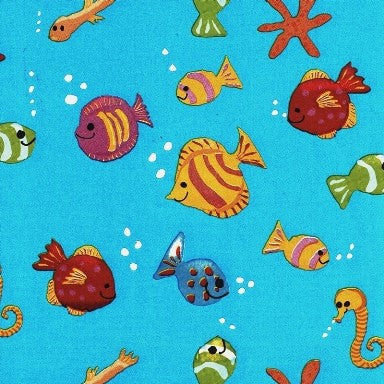 Klika - Cadeaupapier - Geschenkpapier - Blue sea and tropical fish 70 cm