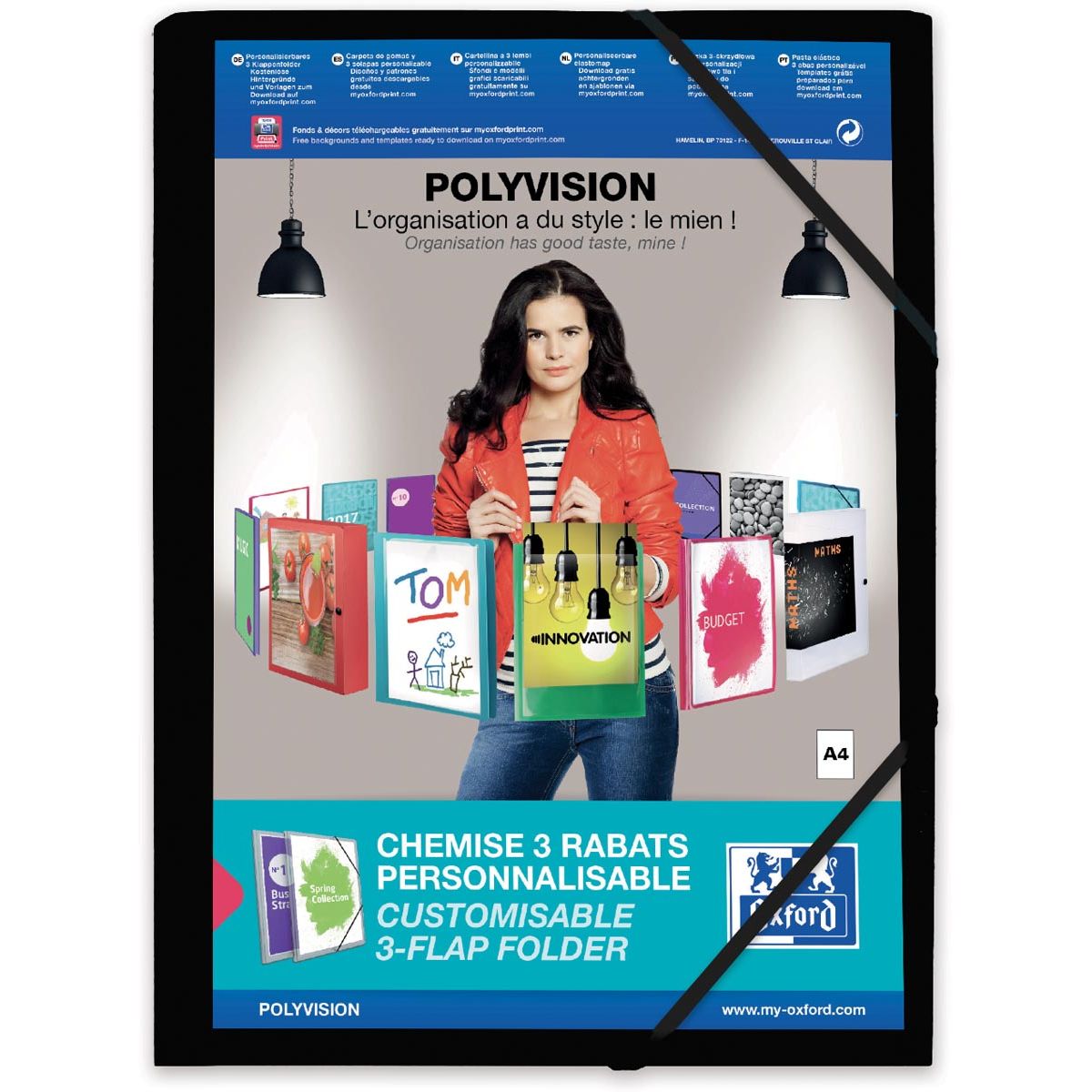 Oxford -   Polyvision elastomap, formaat A4, uit PP, zwart