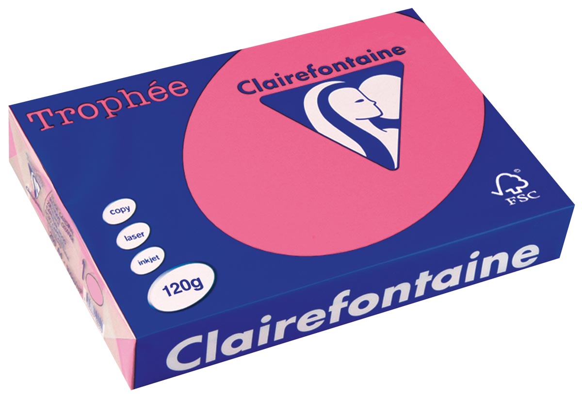 Clairefontaine - Intentes trophées, papier coloré, A4, 120 g, 250 feuilles, fuchsia