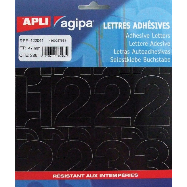 Agipa - Agipa etiketten cijfers en letters letterhoogte 47 mm, 286 cijfers