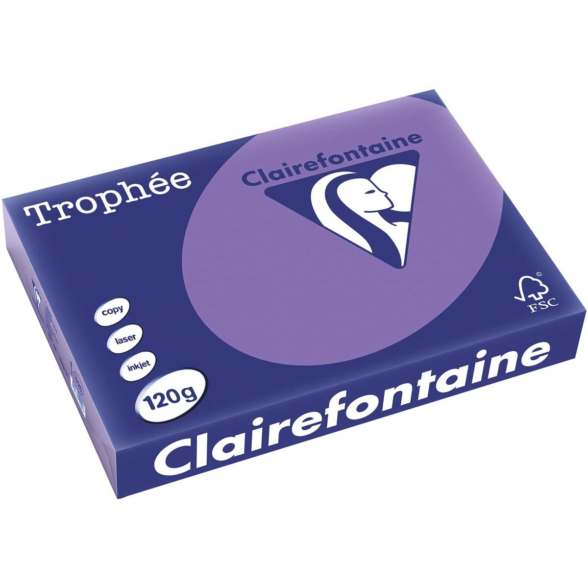 Clairefontaine - Trophée Intens, papier coloré, A4, 120 g, 250 feuilles, violet