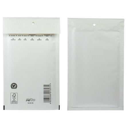 Airpro - Enveloppes à bulles pour bang, ft 120 x 215 mm, avec fermeture à bande, boîte de 200 pièces, blanc