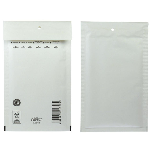 Airpro - Bong-Luftpolstertaschen, ft 120 x 215 mm, mit Streifenverschluss, Karton mit 200 Stück, weiß