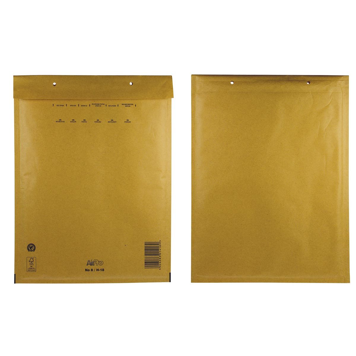 Airpro - Bong-Luftpolstertaschen, ft 270 x 360 mm, mit Streifenverschluss, Karton mit 100 Stück, braun