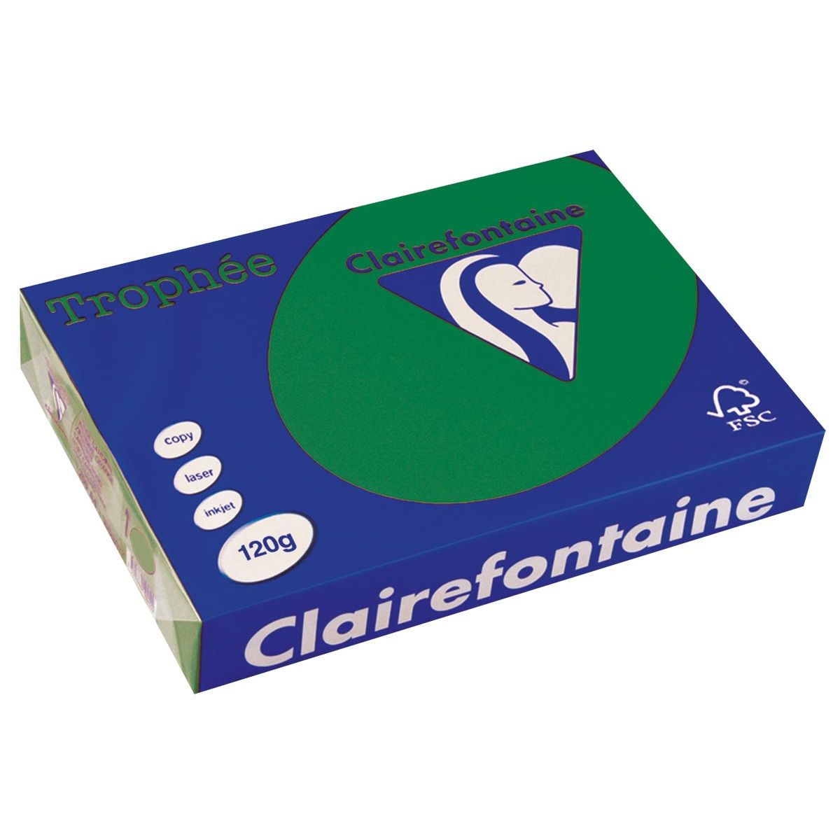 Clairefontaine - Trophée Intens, papier coloré, A4, 120 g, 250 feuilles, vert sapin