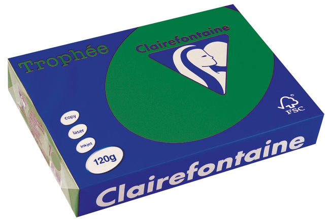 Clairefontaine - Trophée Intens, gekleurd papier, A4, 120 g, 250 vel, dennengroen