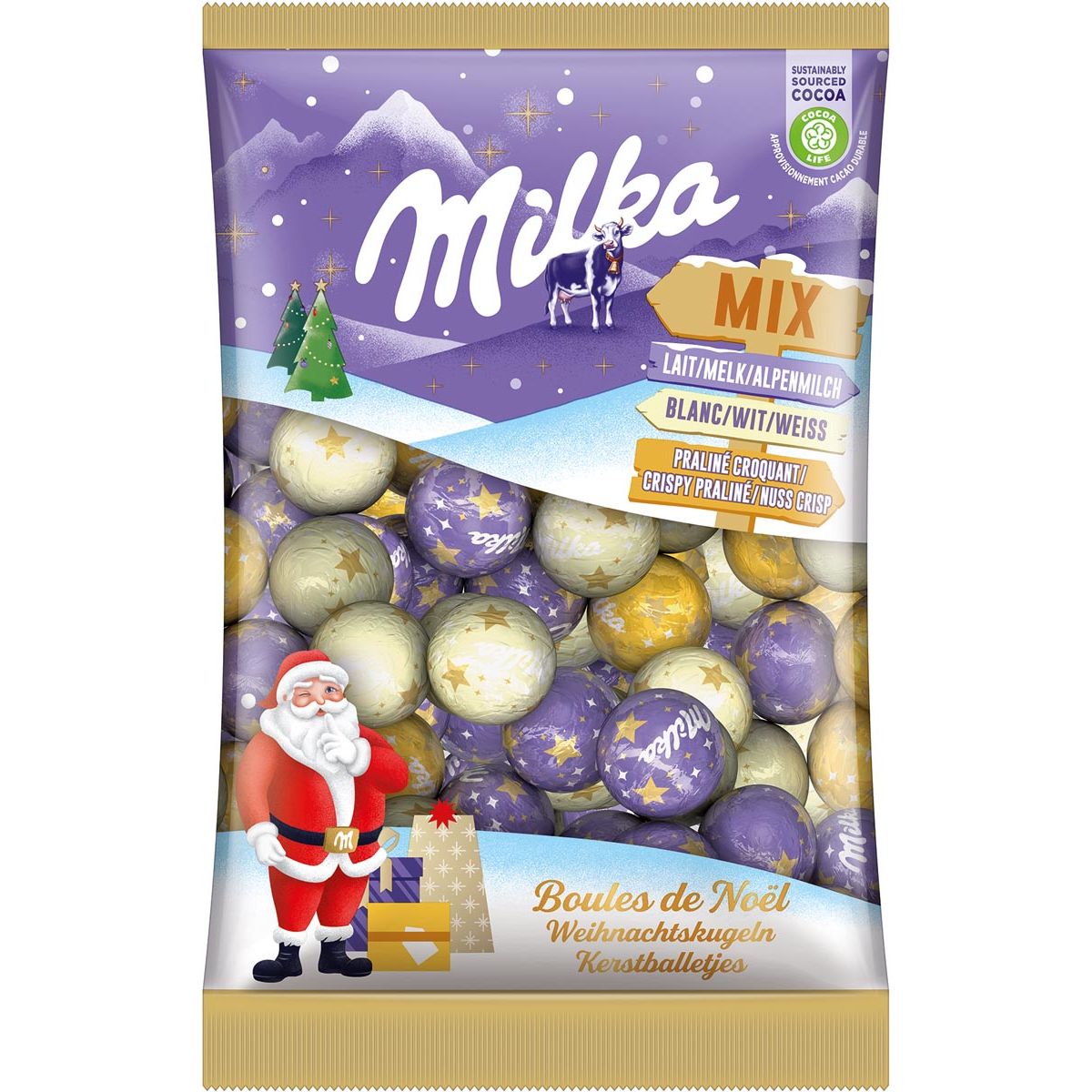 Milka -  Kerstballen, zak van 350 g