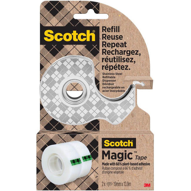 Scotch - distributeur durable en acier inoxydable, avec 2 rouleaux de Magic e ft 19 mm x 13,9 m