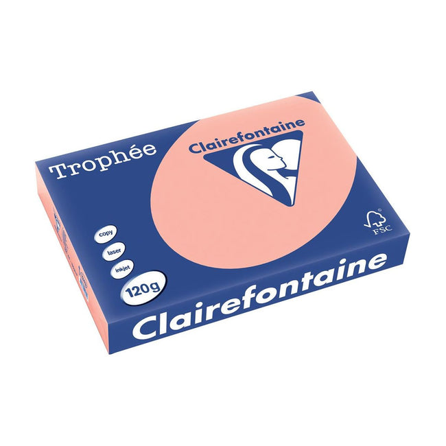 Clairefontaine - Trophée Tel, papier coloré, A4, 120 g, 250 feuilles, pêche