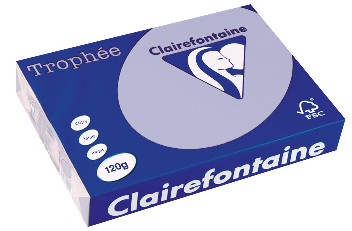 Clairefontaine - Trophée Tel, farbiges Papier, A4, 120 g, 250 Blatt, Lavendelblau