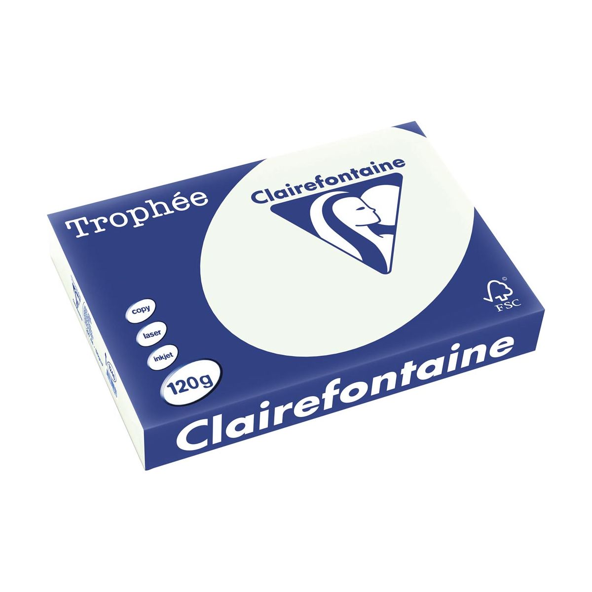 Clairefontaine - Trophée Tel, farbiges Papier, A4, 120 g, 250 Blätter, hellgrün