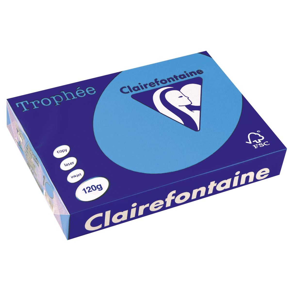 Clairefontaine - Trophée Intens, farbiges Papier, A4, 120 g, 250 Blatt, Königsblau