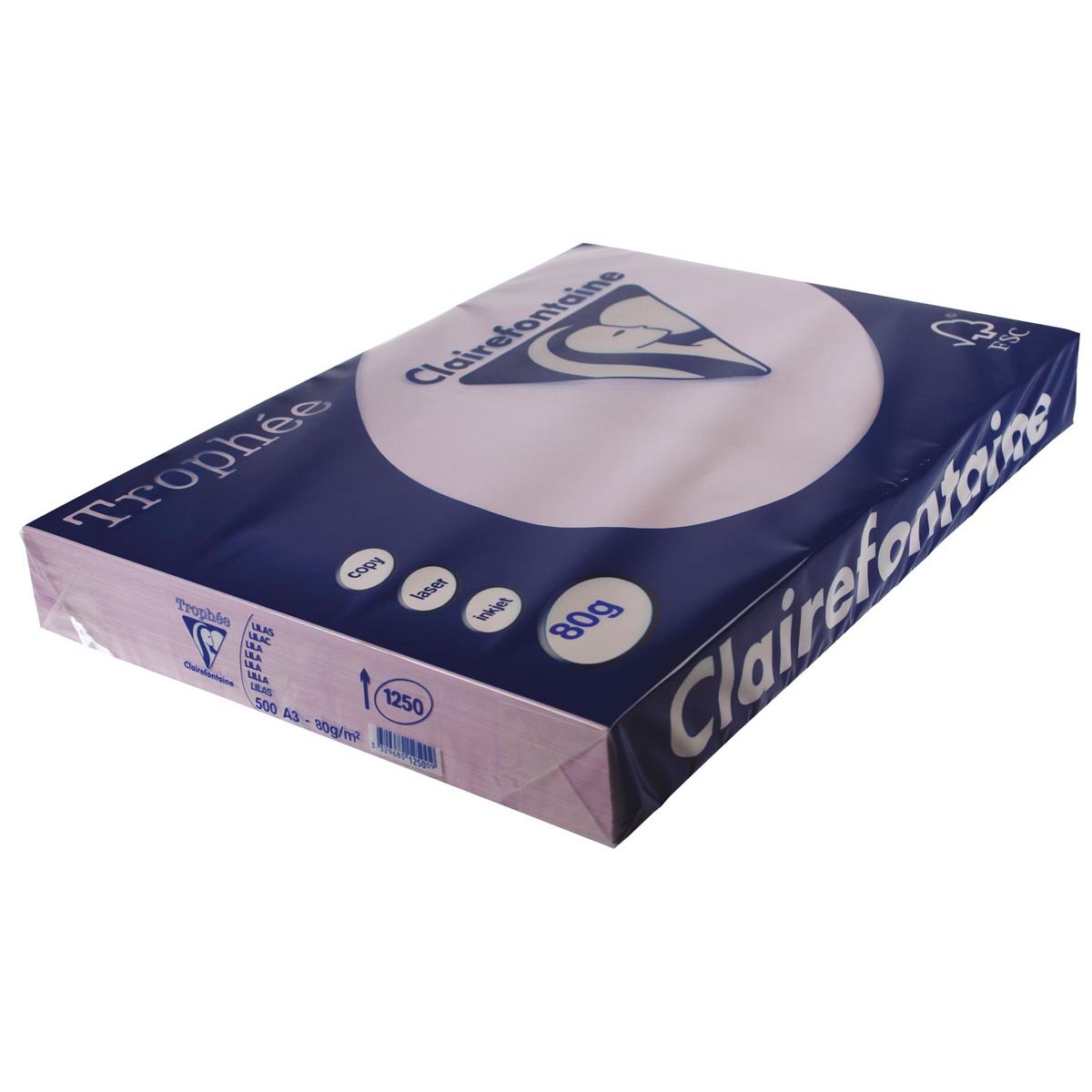 Clairefontaine - Trophée tel, papier coloré, A3, 80 g, 500 feuilles, lilas