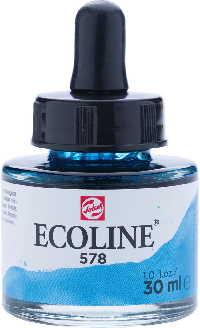 Talens - Ecoline Aquarellflasche mit 30 ml, Himmelblau (Cyan)