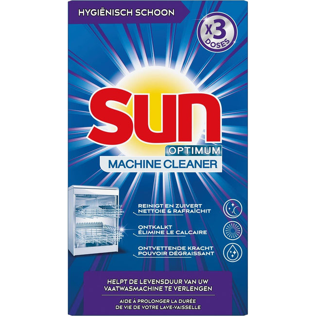 Sun -  Optimum vaatwasmachinereiniger, doos met 3 dosissen