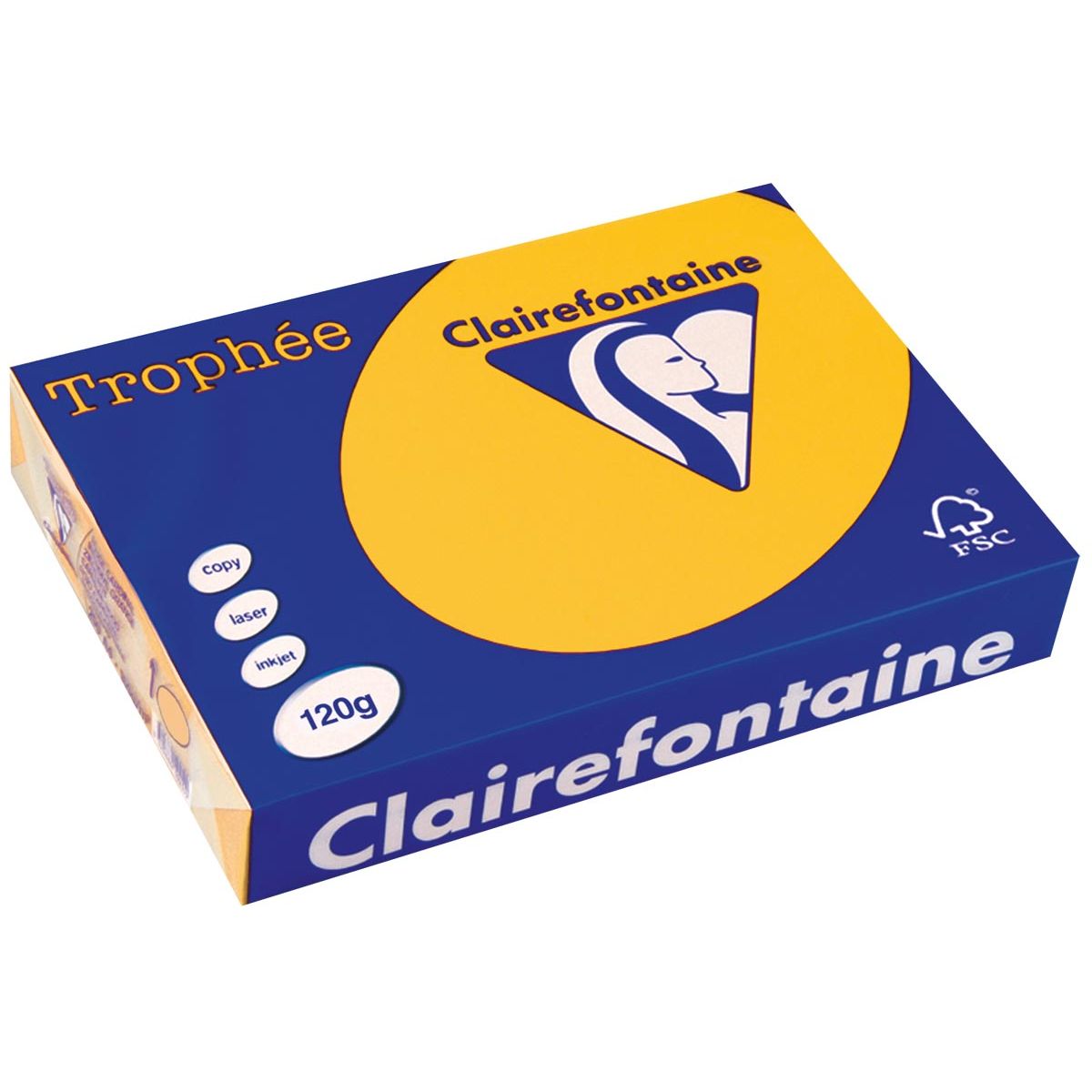 Clairefontaine - Trophée Intens, farbiges Papier, A4, 120 g, 250 Blatt, sonnenblumengelb