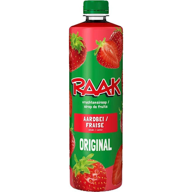 Raak -   siroop aardbei, fles van 75 cl