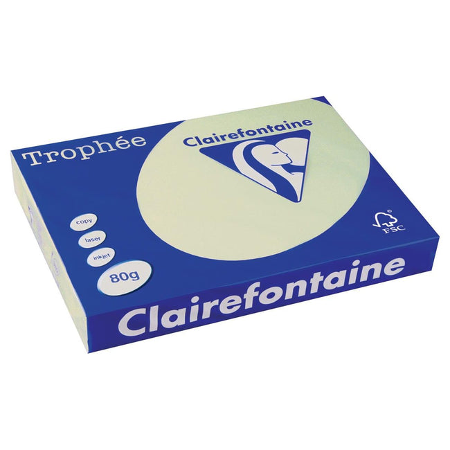 CLAIREFONTAINE - TROPHÉE Tél, papier coloré, A3, 80 g, 500 feuilles, vert clair